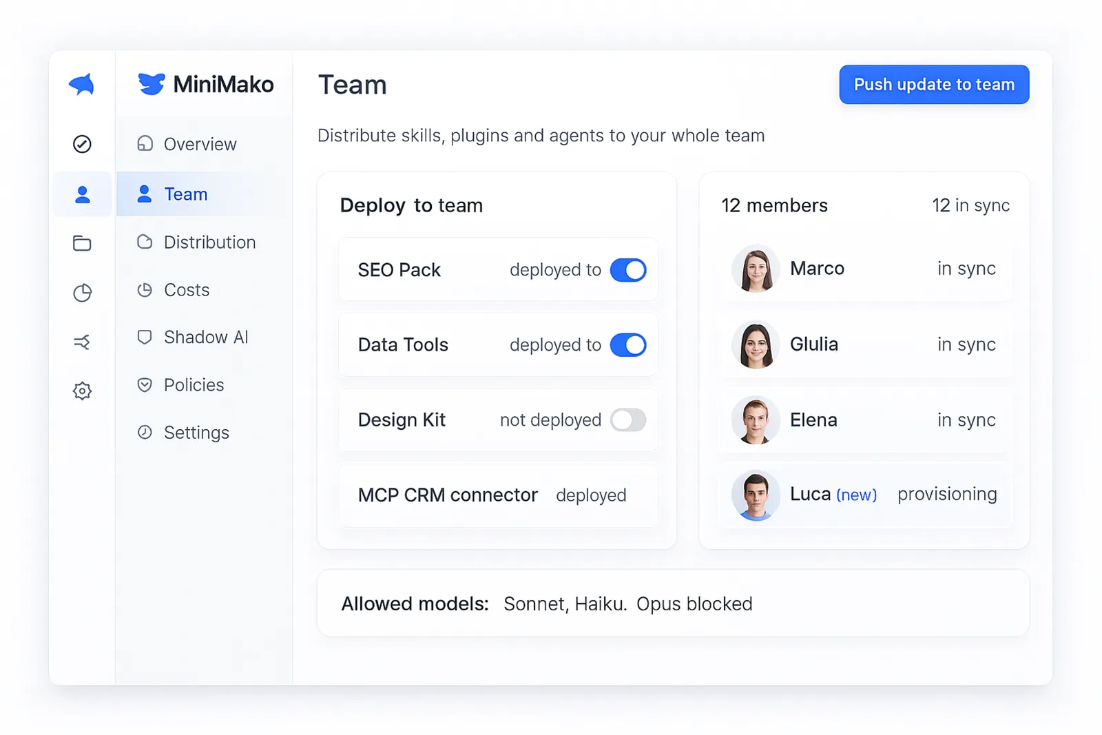 MiniMako, governo dell'AI di tutto il team